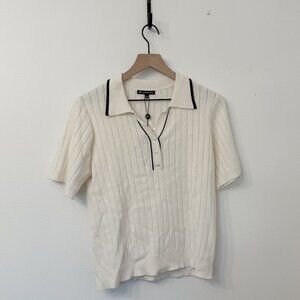 Adrianna Papell Cream Short Sleeve Sweater